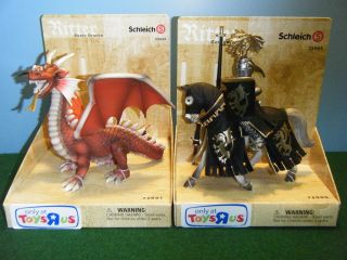 SCHLEICH RED DRAGON #72001 & GOLD KNIGHT #72005 LOT OF 2 *NEW*