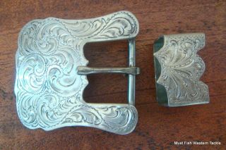 Handmade STEVE SCHMITT Sterling Silver Overlay Engraved Western BELT 