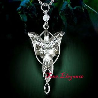 lord of the rings silver arwen evenstar solid necklace from