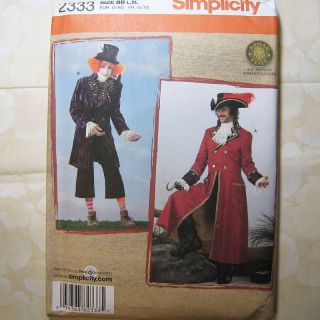 simplicity costume pattern 2333 mad hatter pirate l xl time