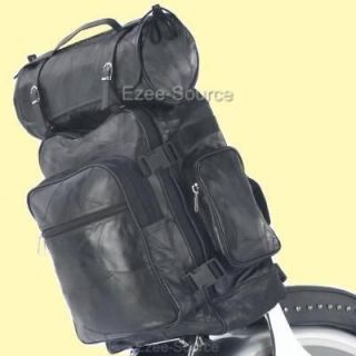 NEW MOTORCYCLE SISSY T BAR LEATHER TOUR BAGS 3PC FOR HARLEY + BONUS 