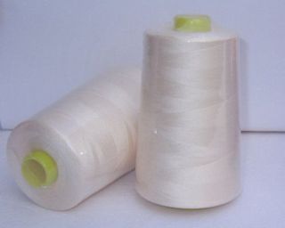 Cream Sewing Machine Overlocker Thread Cones, Total 20000yds 