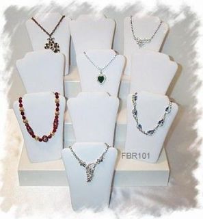10 Necklace Displays White Leatherette 5 Jewelry Stand