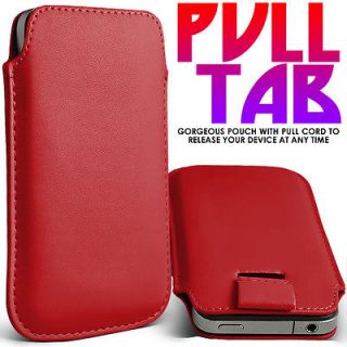 RED PU LEATHER SLIDE IN PULL TAB CASE FOR PHILIPS W626