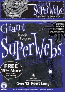 Fake BLACK Spider Web Halloween Decoration Webbing Stretchable Webs 