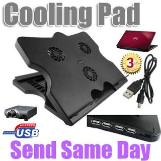 Adjustable Folding 3 Fan Laptop Cooler Cooling Stand Tray Pad 4 Port 