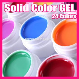 Newly listed Nail Art 24 colour Pure Solid UV Builder Gel For topcoat 