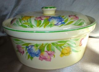 charming vintage covered serving dish with tulips time left $