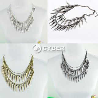 Punk Rock Multi Layer Spike Rivets Tassels Club Party Jewelry Necklace