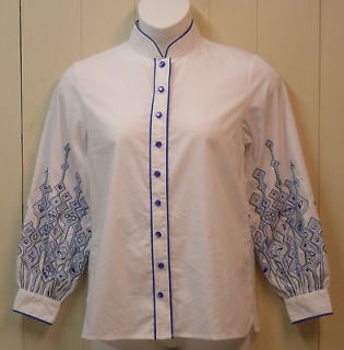 bob mackie embroidered sleeve shirt size 3x white