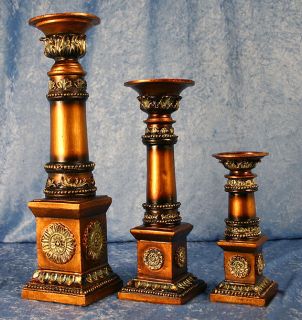 fabulous antique polyresin candle holder 3 pc set time left