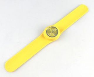 1pcs fashion yellow silicone slap on watch bracelet from china