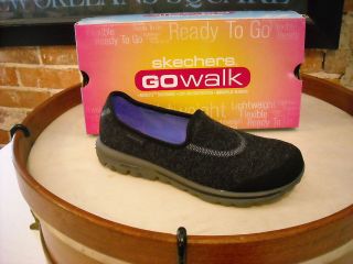 skechers go walk black glow lightweight slip on shoe new
