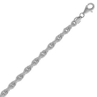   50mm SOLID White Gold Rope ANKLET Chain Diamond Cut Ankle Bracelet