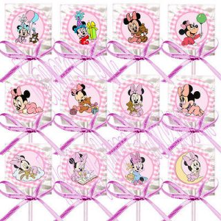 baby minnie mouse lollipops w pink bows favors 12 time
