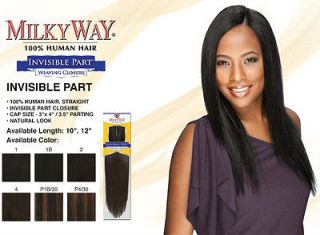 SnG Milkyway 100% Human Hair Invisible Part Weaving Closure #1, #1B 