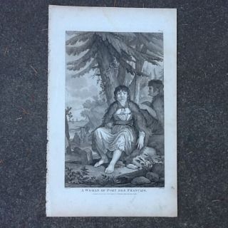 Alaska Native American 1798 Engraving Woman Of Port Des Francais