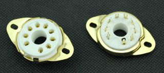 2pcs Golden Plated 9pin B9D MAGNOVAL CHASSIS mount tube socket for 