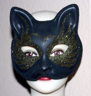   Masquerade Ball BLACK Dark GOLD Glitter SWAN CATMASK CATWOMAN