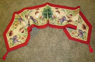 roosters floral tapestry table runner susan winget 