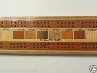 Vintage New Zealand Woods inlaid in Cribbage Board Made by Soverign 