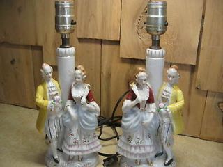 Newly listed Vintage Pair Victorian Couple Dresser Lamps Marked Japan
