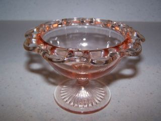 OLD COLONY / LACE EDGE OPEN LACE FOOTED PINK SHERBET DEPRESSION GLASS 