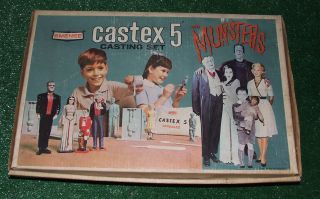 1964 Emenee Munsters Castex 5 Casting Set + 2 AMT Munsters Model Kits 