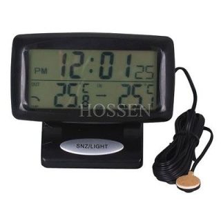 Car dual Thermometer In/out Temperature C/F Display Alarm Clock