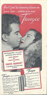 Carol Thurston & Mikel Conrad, Tangee Lipstick, 1949 Magazine Print 