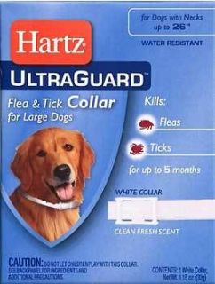 HARTZ FLEA & TICK LARGE DOG COLLAR 26 WHITE 5 MONTHS 2 IN 1 FREE SHIP 