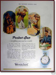 1929 westclox pocket ben pocket watch ad time left $