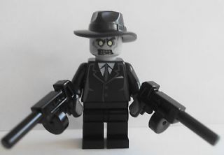 Lego Zombie Monster Gangster Minifigure With Tommy Guns & Black 