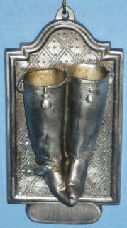 antique metal cavalry boot double match holder lamp time left