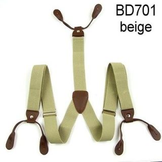 Mens Suspenders Adjustable 6 Button hole Leather Fittings Braces 