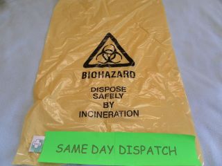 Yellow Clinical Waste Biohazard Bags 25 x 17   Quantity 10