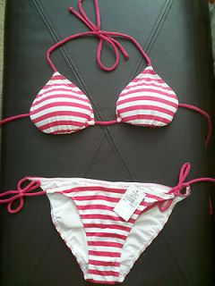   SHIP Abercrcrombie & Fitch Pink Striped Triangle Bikini Medium/Small