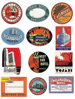 Reproduction Vintage Suitcase Steamer Trunk Luggage labels 