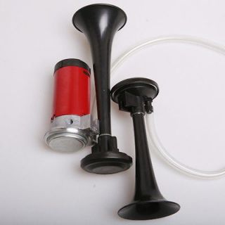   Dual Compress Air Horn Trumpets Kit For Trucks Cars w/Fitting Parts