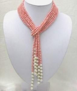 50 inch 5mm pink coral freshwater pearl necklace aaa from