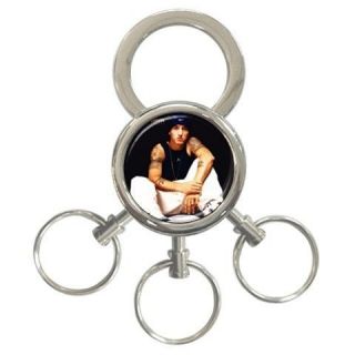 Celebrites Usher Eminem Metal chrome 3 Key Rings Key Chain Size 3/4 