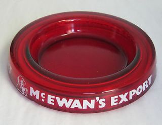 McEwans Export Beer Red Glass Ashtray vtg Brewery Advertising