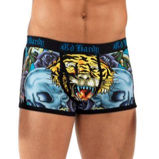 ed hardy black mens open mouth tiger neon trunk brief