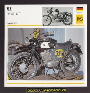 1963 MZ ETS 300G ISDT Trials German Bike MOTORCYCLE ATLAS PHOTO CARD