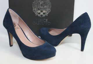 Vince Camuto Zella navy blue suede platform pump shoes New In Box