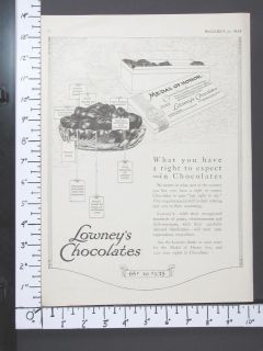 1917 LOWNEYS Chocolates magazine Ad Candy treat food w4343