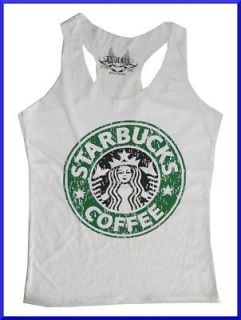   Top Shirt STARBUCKS COFFEE Thin SOFT COTTON free sz VINTAGE PRINT