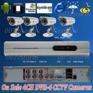   4CH CCTV DVR Security Kit H.264 4 Outdoor Waterproof Color Cameras