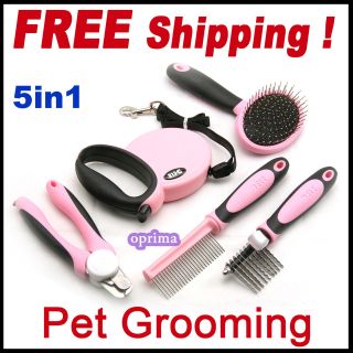Pet Lead Nail Clipper Grooming Brush Rake Comb Hair Fur Knot Remove 