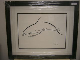 Dolphin and Baby by Robert Wyland Numbered Signed Print Framed